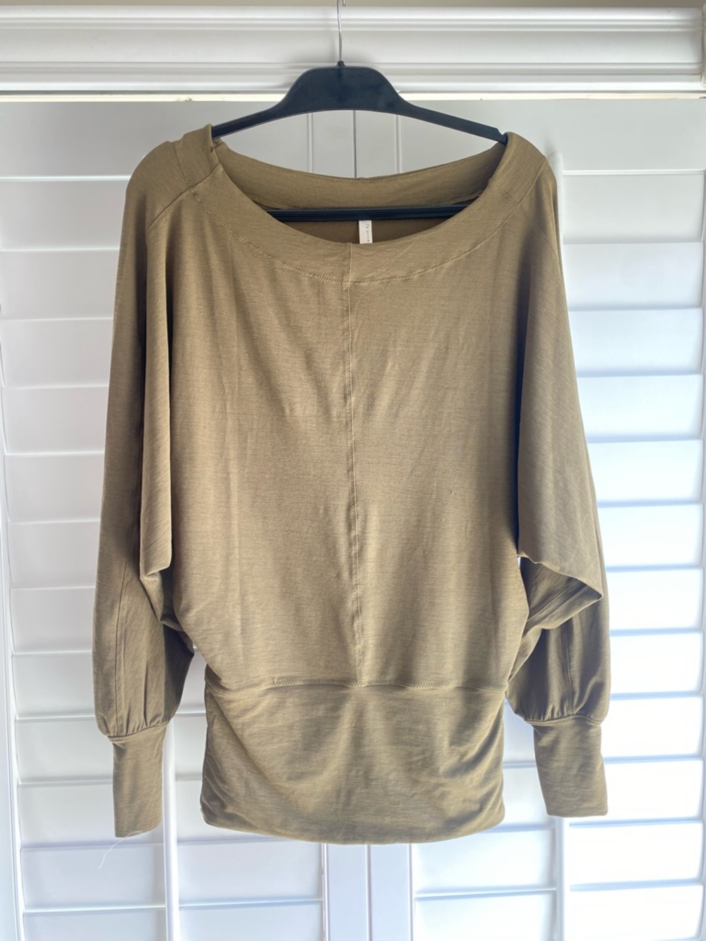 Free People Movement Olive Green Slouchy Knit Top Size Small Boho Lightweight